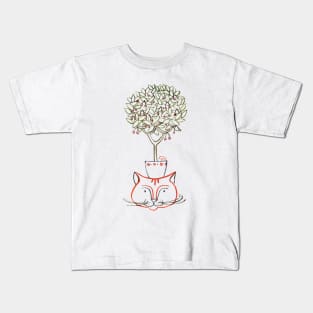 Сat with cherry tree Kids T-Shirt